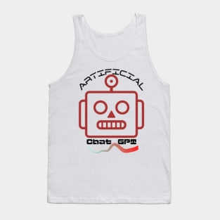 Chat GPT Artificial , Red Robot Tank Top